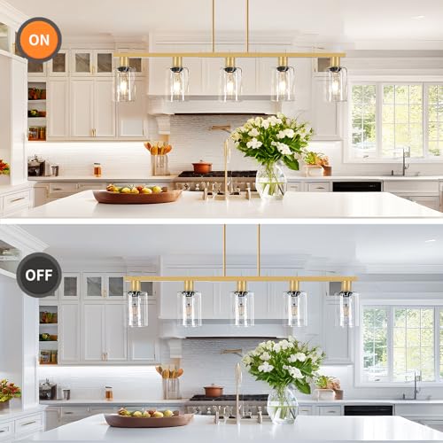 5 Light Kitchen Island Lighting Gold Adjustable Chandelier