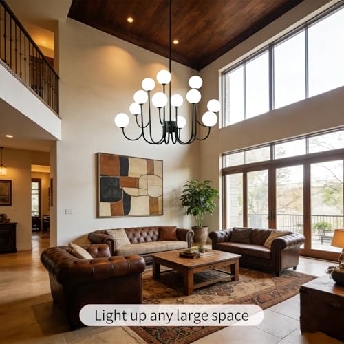 Modern Black Glass Globe Sputnik Chandeliers Light Fixture