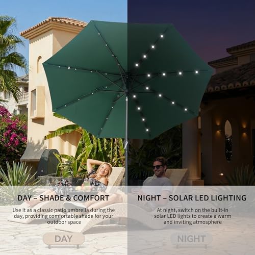 9FT Solar Patio Umbrella with 32 LED Lights