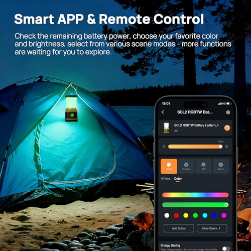 Smart RGBTW Battery Powered LED Lantern with APP Control