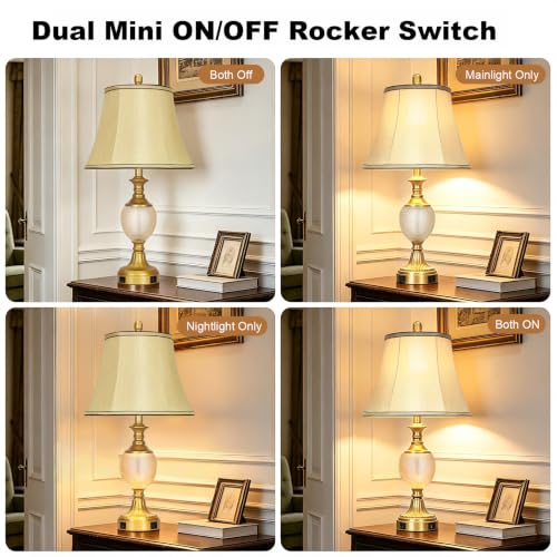 28'' Tall Gold Bedside Table Lamps with USB Charging Ports (2 Count)