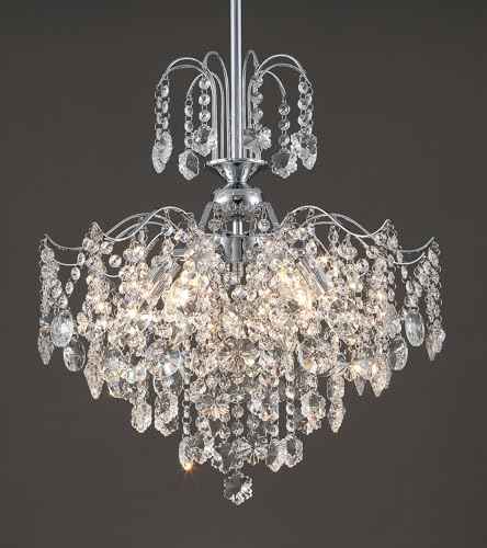 Q&S Modern Crystal Chandelier Chrome Pendant Light 6 Lights for Dining Room Kitchen Island Entryway Bathroom Hallway UL Listed
