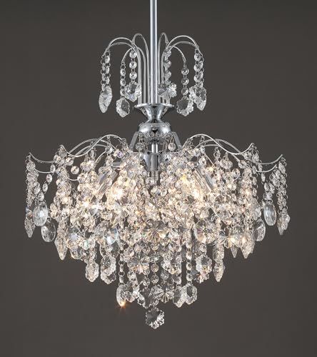 Modern Crystal Chandelier Chrome Pendant Light 6 Lights for Dining Room Kitchen Island Entryway Bathroom Hallway UL Listed