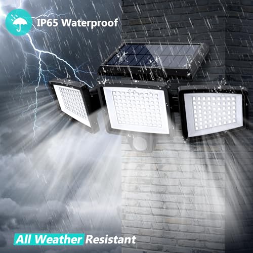 Solar Outdoor Lights 2500LM 210 LED Security Lights with Remote Control (4 Count)