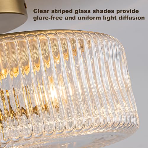 Mid Century Modern Gold Semi Flush Mount Ceiling Light