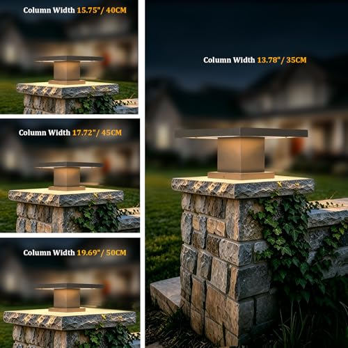 Outdoor Post Lights Modern 3000K LED Column Caps Lights Waterproof Outside Housing Pillar Lights Hard Wired Landscape Pathway Lamp Fence Deck Caps Lanterns For Gate Mailbox Pier Pedestal Lighting