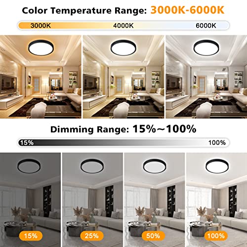 Dimmable LED Flush Mount Ceiling Light with Remote Control