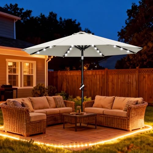 Solar Led Patio Umbrella with 32 Lights 10FT