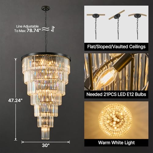 Crystal High Ceiling Chandelier Modern