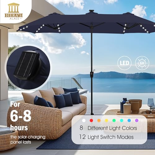 13 ft Patio Umbrella with 120 LED Solar Lights Outdoor Umbrella
