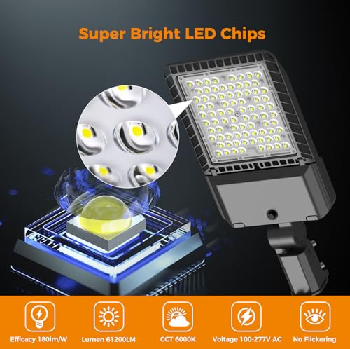 340W LED Parking Lot Light 85000LM Outdoor Street Lights 6 Pack (6 Count)