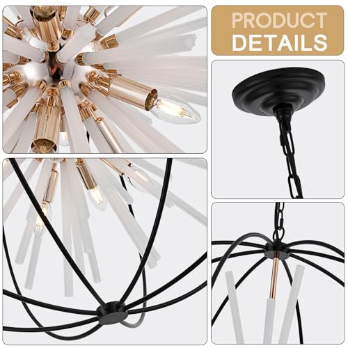 31.5" Black Gold Large Globe Sputnik Chandelier