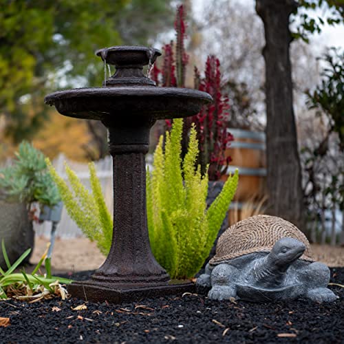 28" Solar Outdoor Bird Bath Water Fountain with Pump
