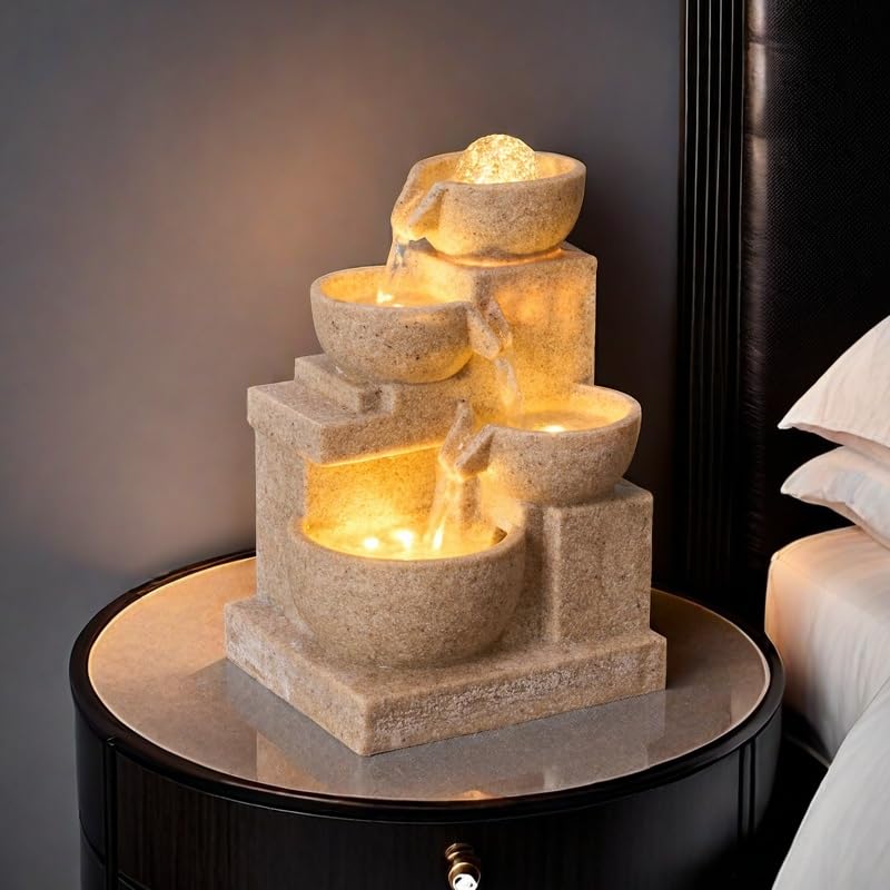 Desktop Tabletop Water Fountain with LED Lights