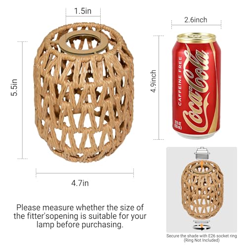 3 Pack Rattan Lamp Shades Boho Hanging Light Lamp Shades