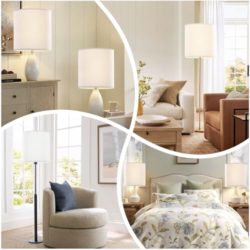 White Linen Tall Drum Lampshade