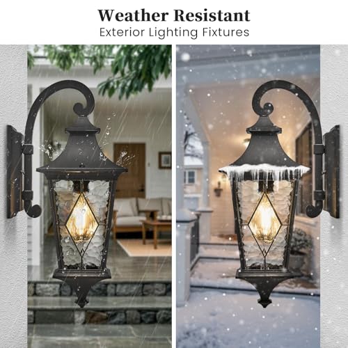 Porch Light Outdoor 14.5 Inch Black Exterior Light Fixtures 2 (2 Count)