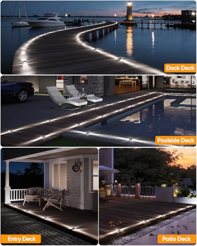 Solar Driveway Lights Outdoor IP68 Waterproof Led 4 Pack White (4 Count)