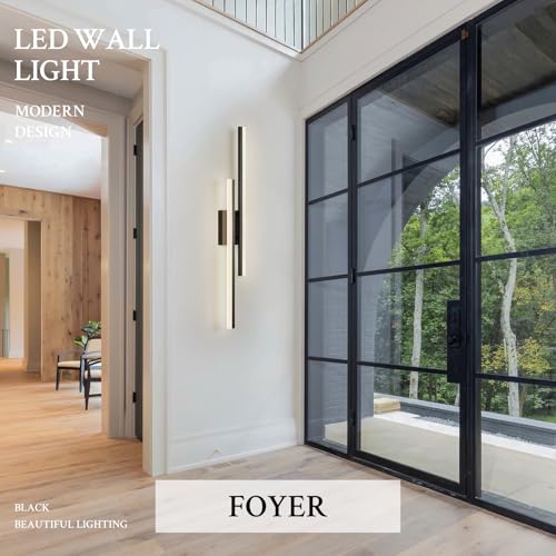 LED Wall Sconce Black Modern Remote Wall Light Fixtures for Living Room