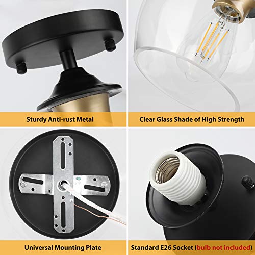 Modern Semi Flush Mount Ceiling Light with Clear Glass Shade