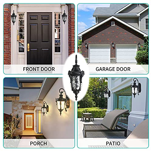 20.47" Outdoor Wall Light Fixture Black Exterior Wall Lantern