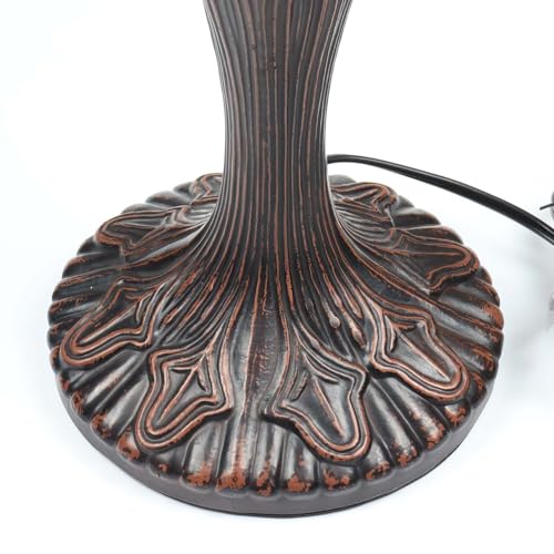 L10024 Baroque Tiffany Style Stained Glass Table Lamp with 17 inches Wide Handmade Lampshade for Bedside Bedroom Living Room