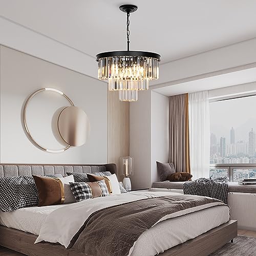 Black Crystal Chandeliers for Dining Room
