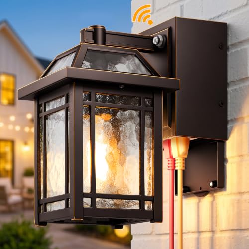 Bronze Dusk to Dawn Porch Lights with GFCI Outlet (Oil-Rubbed Bronze / D2D 1-Pack)