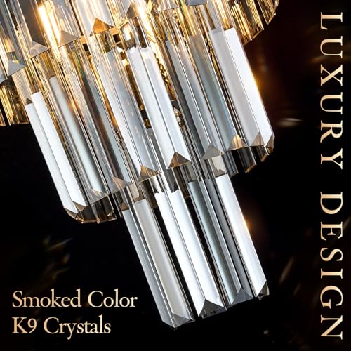 12" Smoke Gray Crystal Chandeliers
