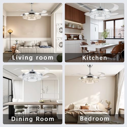 42" Retractable Ceiling Fans with Lights