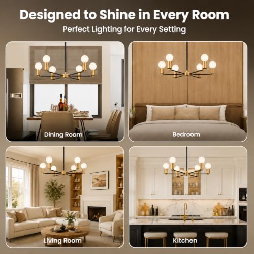 Black and Gold Chandelier (Black/Gold / 6-Light)