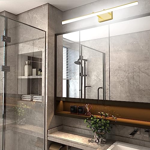 Brushed Brass Vanity Light Fixtures 40inch Modern LED Bathroom Fixtures Gold Vanity Lighing for Bathroom Wall Light Fixtures 5500K