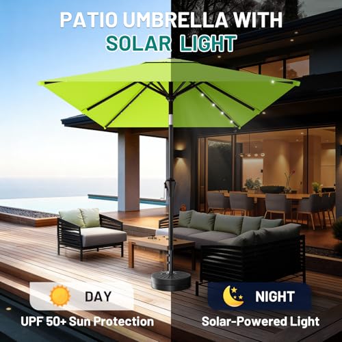 6.5' x 10' Rectangular Patio Umbrella with Solar Lights