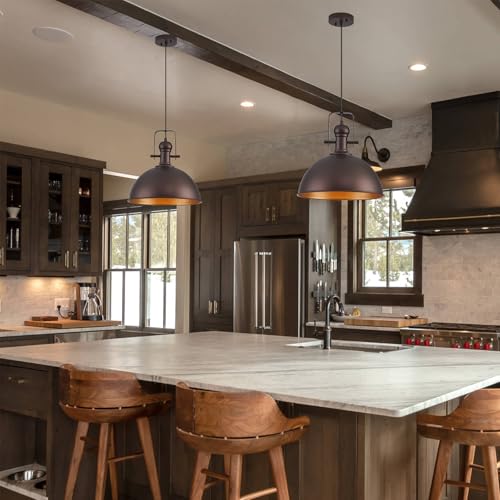 12 Inch ORB Farmhouse Pendant Lights for Kitchen Island 2 Pack (2 Count)