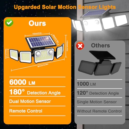 6000LM Solar Lights Outdoor (2 Count)