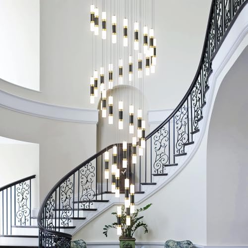 36 Light Modern Chandeliers for Entryway Ceiling Pendant Light Dimmable LED 216W Staircase Large Chandelier Lobby Living Room Foyer High Ceiling Chandelier