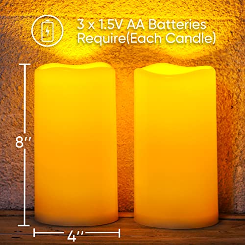 8" x 4" Large Waterproof Outdoor Flameless Candles with Remote Control and Timer (2 Count)