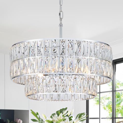 Chrome Crystal Chandelier 20" 6