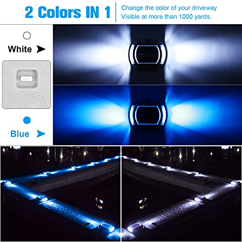 Solar Driveway Dock Deck LED Outdoor Lights 2 Colors Modes 12 Pack (12 Count)