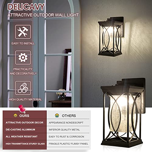 Dusk to Dawn Modern Outdoor Coach Lantern Exterior Light Fixtures Black Aluminum with Crack