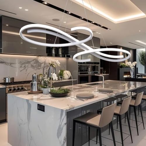 Modern Chandeliers for Dining Room 59.05" Large Led Chandelier Contemporary Linear Chandelier Ceiling Hanging Pendant Lighting for Kitchen Island Lighting