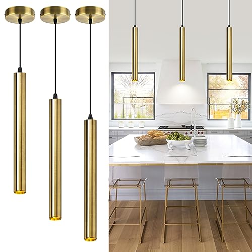 Modern Pendant Lights 4000K Bronze LED Dimmable Pendant Light Fixtures Pendant Lighting for Kitchen Island (3 Count)