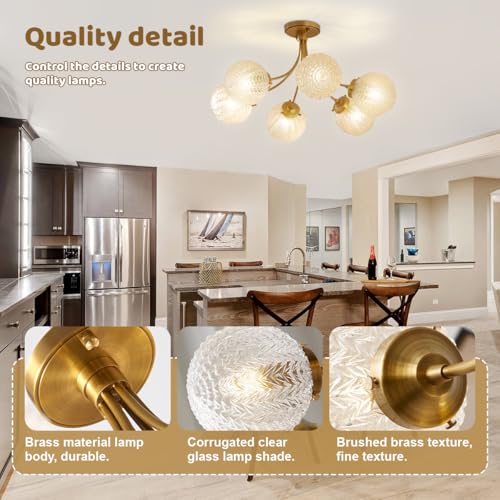 6 Light Snowflake Glass Sputnik Chandelier Vintage Ceiling Light
