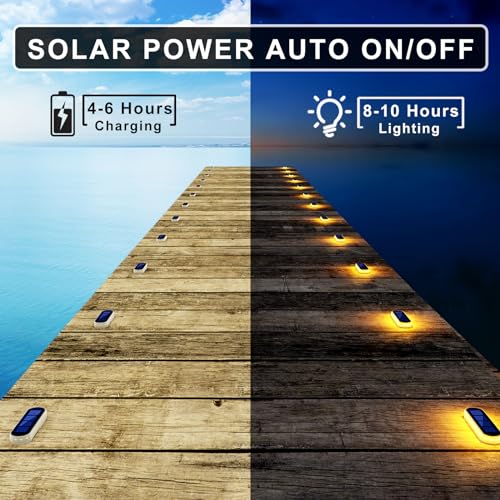 Solar Step Lights Outdoor IP68 Waterproof 4 Pack Warm White Bar (4 Count)