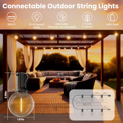 Outdoor String Lights 300 FT (300 Foot)