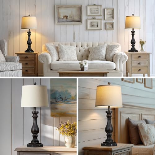 29" Tall Vintage Table Lamps Set of 2 (Black)