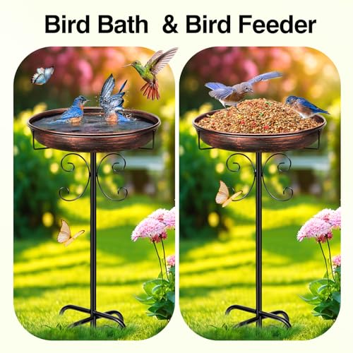 35In Metal Bird Bath for Outside