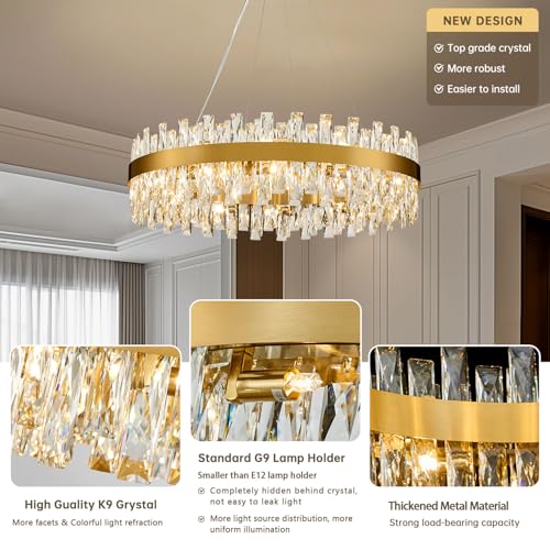 Modern Brass Gold Crystal Chandelier Lights
