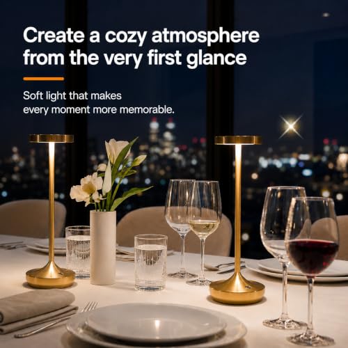 2 Pack Gold Cordless Table Lamps (2 Count)