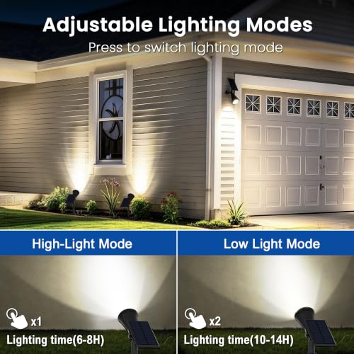 2 Pack Solar Spot Lights Outdoor Waterproof with Focus Beam (2 Count)